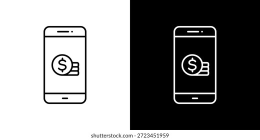 Mobile Banking icon black and white outline.