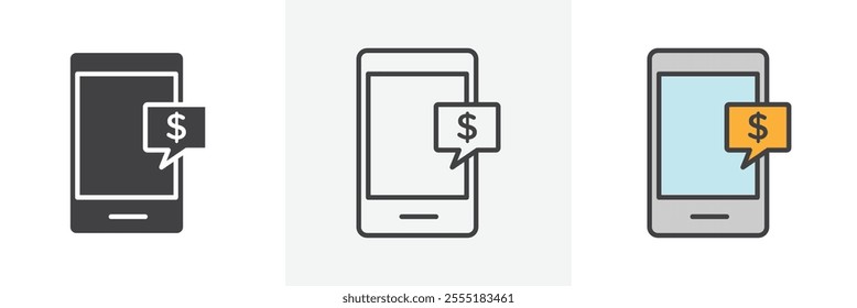 Mobile banking icon collection in black and colored style.