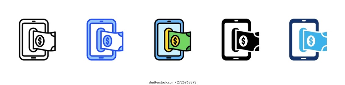 Colección de iconos de banca móvil con múltiples estilos