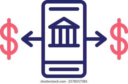 Mobile Banking Icon Color Vector Illustration