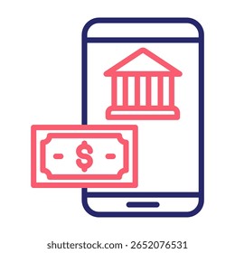 Ilustración vectorial de color del icono de la banca móvil