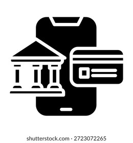 Ilustración vectorial de diseño de glifo de icono de banca móvil
