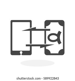 Mobile banking icon illustration isolated sign symbol. Mobile banking vector logo. Flat design style. Modern vector pictogram for mobile and web design - stock vector