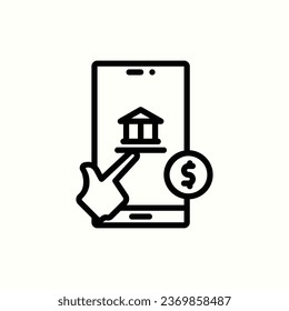 mobile banking icon, isolated icon in light background, perfect for website, blog, logo, graphic design, social media, UI, mobile app