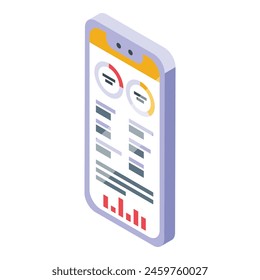 Mobile banking icon isometric vector. Smartphone budget management. Online transaction payment