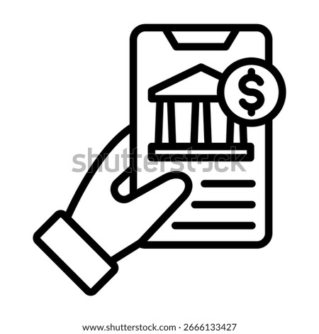 Mobile Banking Icon Line Design Vector Illustration