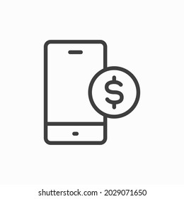 Símbolo de línea de icono de banca móvil. Ilustración vectorial aislada del concepto de signo de icono para el diseño de la interfaz de usuario del logotipo de la aplicación móvil del sitio web.