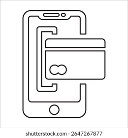 Mobile Banking Icon, Line Vector Grafiken