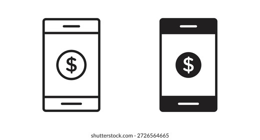 Ícone do Mobile Banking. Ícones simples monocromáticos para modelos, web design