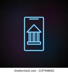 mobile banking icon in neon style. One of Mobile banking collection icon can be used for UI, UX