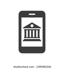 Mobile banking icon on white background. Vector Illustration
