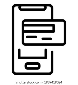 Icono de banca móvil. Esquema Icono de vector de banca móvil para diseño web aislado en fondo blanco