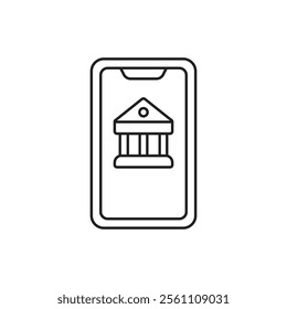 Mobile banking icon Outline vector line symbol