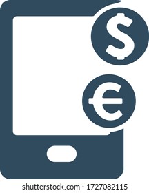 Icono de banca móvil. Signo de transacción de pago móvil. Diseño de iconos planos.