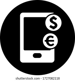 Icono de banca móvil. Signo de transacción de pago móvil. Diseño de iconos planos.