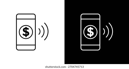 Mobile banking icon pixel perfect. Outline symbol. Simple linear drawing.