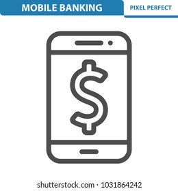 Mobile Banking Icon. Professional, pixel perfect icons optimized for both large and small resolutions. EPS 8 format. 12x size for preview.