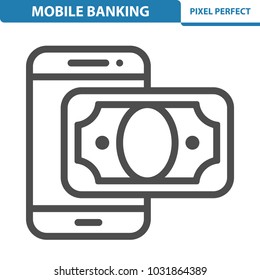 Mobile Banking Icon. Professional, pixel perfect icons optimized for both large and small resolutions. EPS 8 format. 12x size for preview.