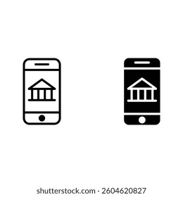 Mobile banking icon set color editable