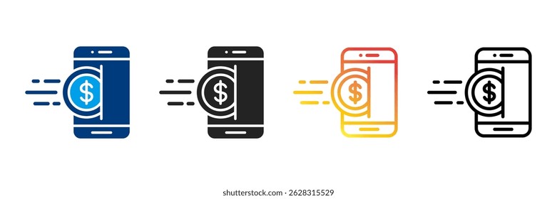 Conjunto de ícones do Mobile Banking Coleção de estilos diferentes