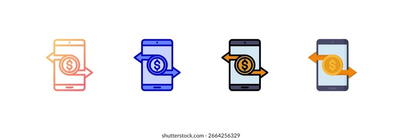 Ícone do Mobile Banking definir coleção de vários estilos