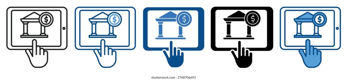 Mobile Banking icon set multiple style collection