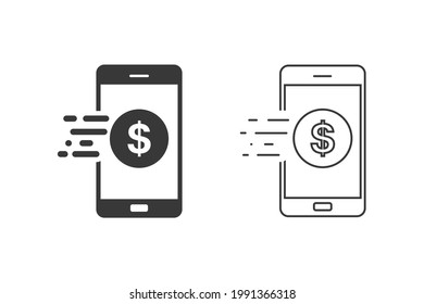 Icono de banca móvil conjunto en diseño de estilo moderno y plano. Ilustración gráfica vectorial. Adecuado para diseño de sitios web, logotipo, aplicación y ui