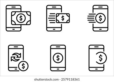 Mobile banking icon set in trendy flat style design. vector illustration on white background