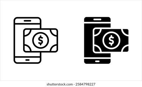 Mobile banking icon set in trendy flat style design. vector illustration on white background