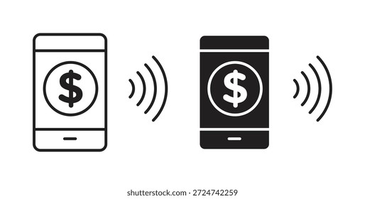Mobile banking icon simple vectors in black, suitable for projects