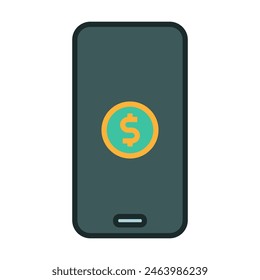 Icono de banca móvil. Icono de smartphone con un símbolo de dólar en la pantalla