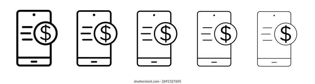Ícone do Mobile Banking. Coleção de ícones de linha fina para interface do usuário da Web.