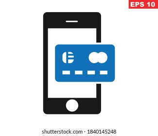 icono de banca móvil, usar tarjeta en icono móvil