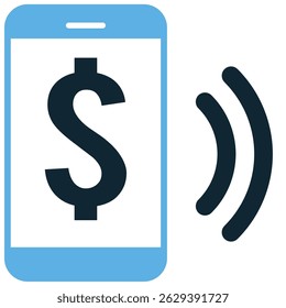 Mobile banking icon vector for digital money access, smartphone payments, and online finance. Ideal for app transactions, financial service, and remote banking illustration design.