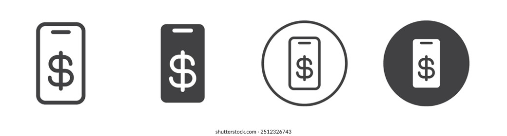 mobile banking icon Vector logo outline