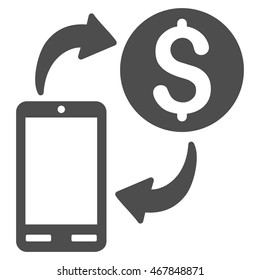 Mobile Banking icon. Vector style is flat iconic symbol with rounded angles, gray color, white background.