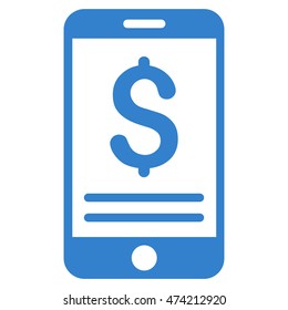 Mobile Banking icon. Vector style is flat iconic symbol with rounded angles, cobalt color, white background.