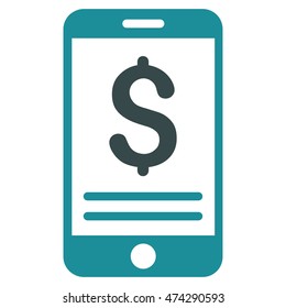Mobile Banking icon. Vector style is bicolor flat iconic symbol with rounded angles, soft blue colors, white background.