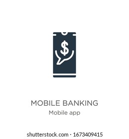 Mobile banking icon vector. Trendy flat mobile banking icon from mobile app collection isolated on white background. Vector illustration can be used for web and mobile graphic design, logo, eps10