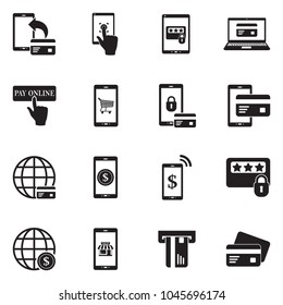 Mobile Banking Icons Black Flat Design Stock Vector (Royalty Free ...