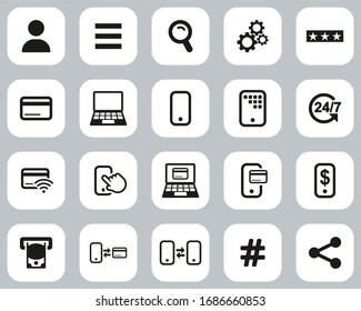 Mobile Banking Icons Black & White Flat Design Set Big