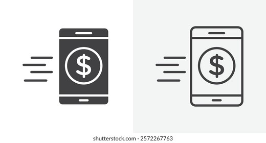 Mobile banking icons. flat and line style set