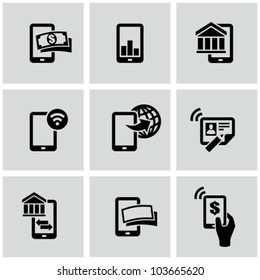 Mobile banking icons set. Pay by mobile. E-commerce.