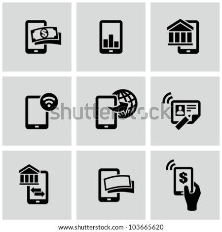 Mobile banking icons set. Pay by mobile. E-commerce.