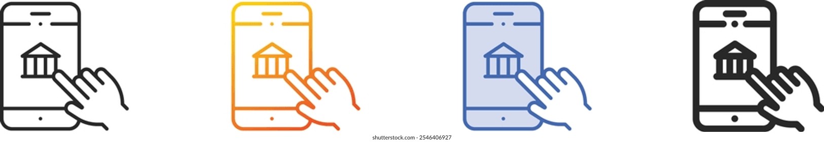 mobile banking icon.Thin Linear, Gradient, Blue Stroke and bold Style Design Isolated On White Background