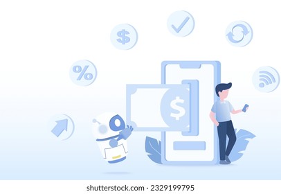 Mobile banking or internet banking concept. Deposit, withdrawal, currency exchange, fund transfers, NFC payments, digital wallets, and global accessibility. Vector design illustration.