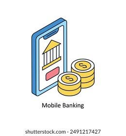 Mobile Banking Isometric style icon. Symbol on White background EPS 10 File