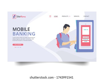 Mobile Banking Landing Page Design By Adobe Illustrator