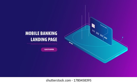 mobile banking landing page flat design
