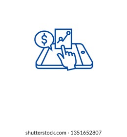 Mobile banking line icon concept. Mobile banking flat  vector symbol, sign, outline illustration.